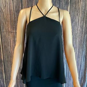 Ces Femme NWT black flowy tank top blouse size Small